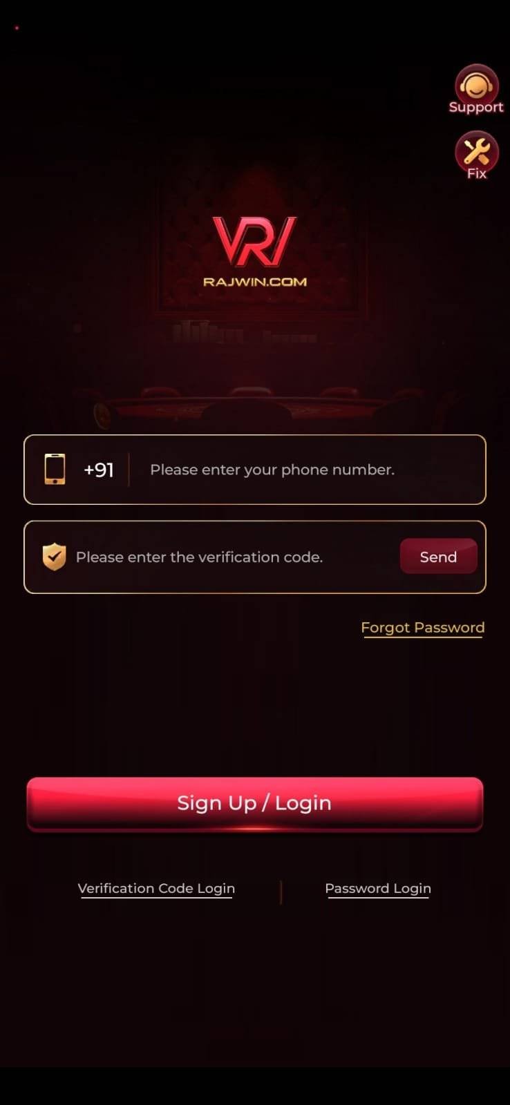 Rajwin games lobby with multiple online games