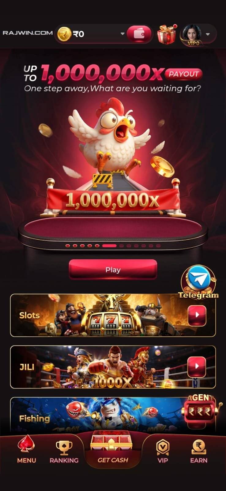 Rajwin APK download page on Android phone